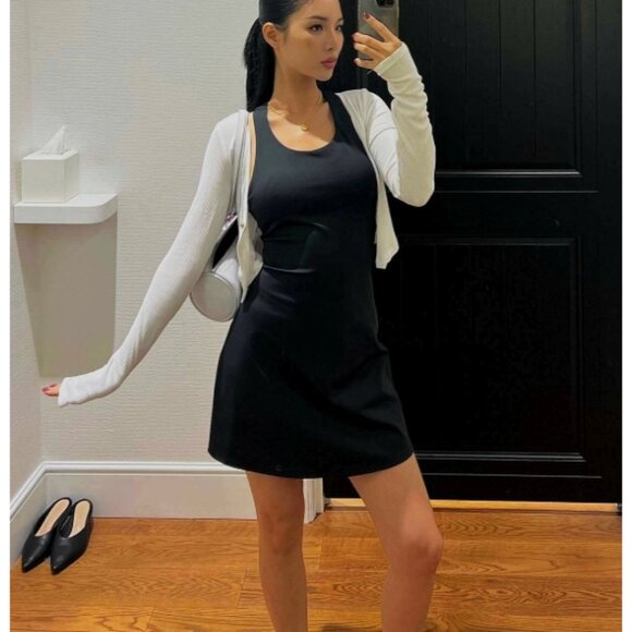 Alo Airlift Fly Dress Black Padded Sports Tennis Open Back Cut-Out Cutout Mini S - Picture 9 of 14